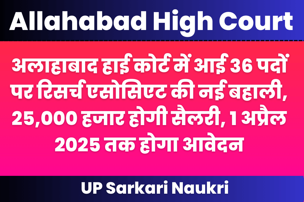 Allahabad High Court Research Associate Recruitment 2025
